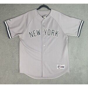 VTG Majestic Stitched Jersey New York Yankees Mens XL 48 Gray Heavyweight Read